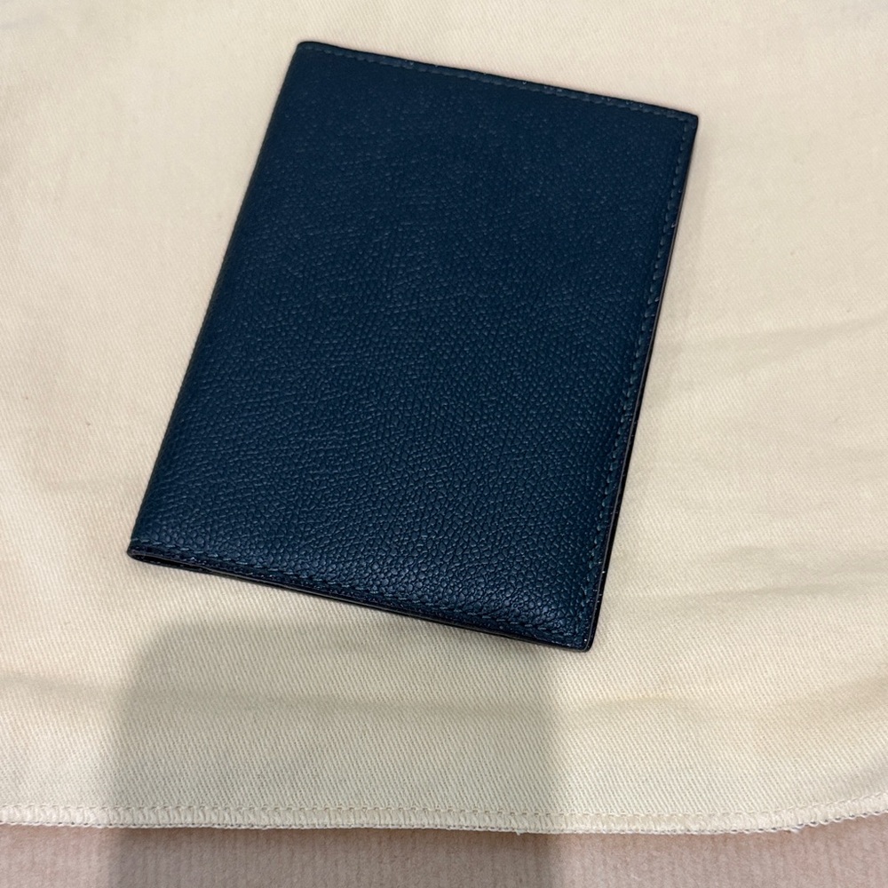 Valextra Dark Blue Leather Card Holder